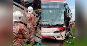 Bus–trailer crash leaves 25 in shock, two injured