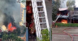 Fire destroys 3 pre-war shoplots in JB