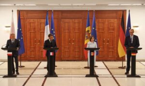 German, Polish, French leaders visit Moldova in pre-election show of support for pro-EU president