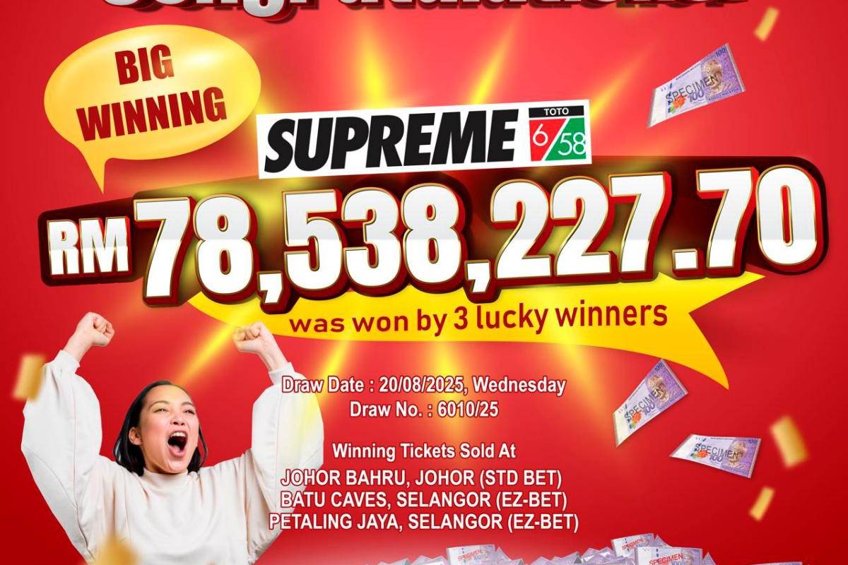 Johor individual wins RM73 mill in Supreme 6/58 Jackpot