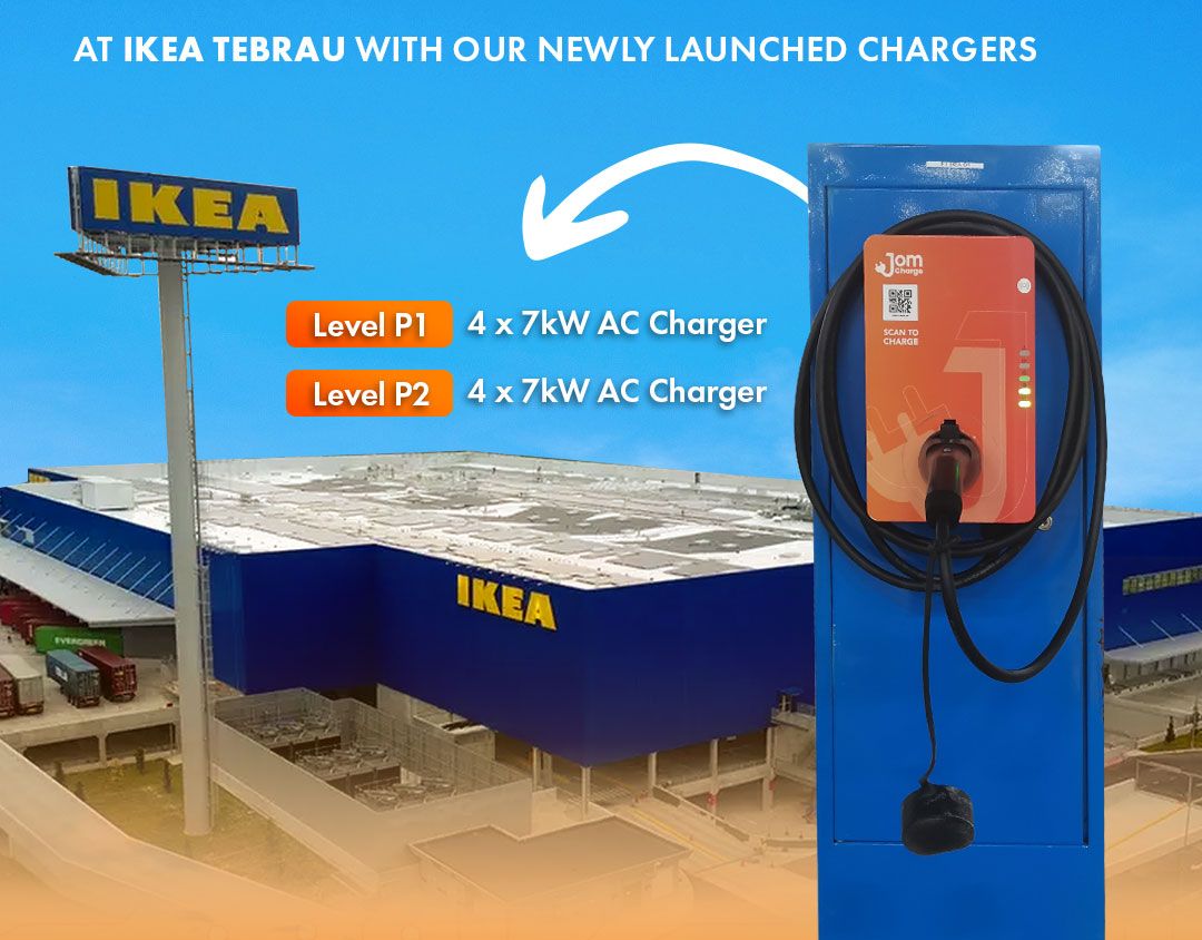 JomCharge new EV chargers at Ikea Tebrau Johor