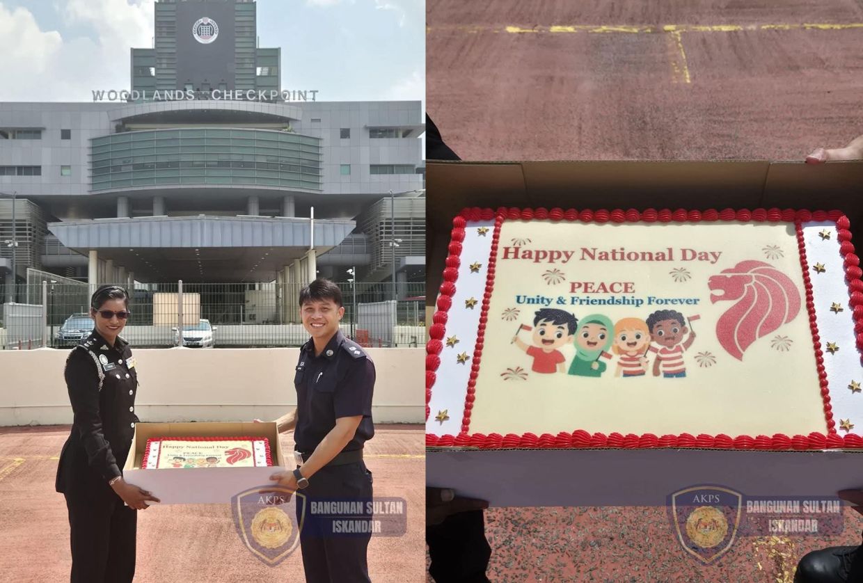 Malaysian border agency sends cake to its counterpart across the Causeway to celebrate Singapore's National Day
