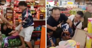 Man with unpaid items tries to grab infant in bid to escape