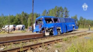 One person killed after bus collides with train in Russia's Leningrad region