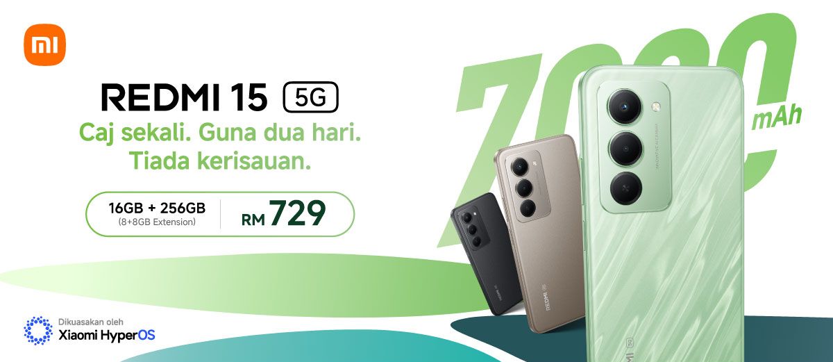 Redmi 15 5G: 6.9" 5G smartphone with Snapdragon 6s Gen 3 and huge 7,000mAh battery, priced at RM729