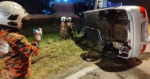 Three escape unscathed after car fire in Prai