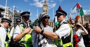 UK police arrest hundreds for backing banned pro-Palestine group
