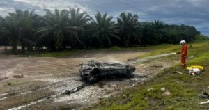 Driver killed, car gutted in collision with lorry
