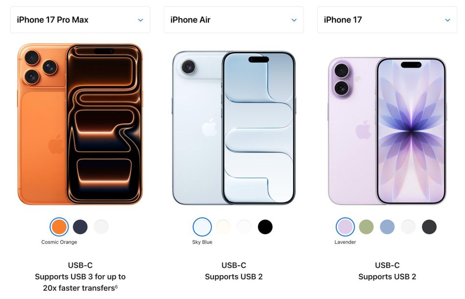 Hanya iPhone 17 Pro Dilengkapi USB 3 Dengan iPhone 17 dan Air Masih USB 2