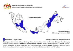 MetMalaysia warns of bad weather in multiple states until 9pm on Sept 5