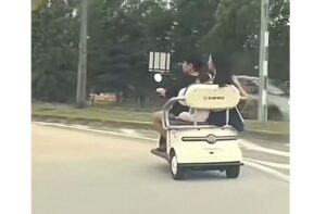 QuickCheck: Did a family of three ride in an electric cart on the public road in Johor?
