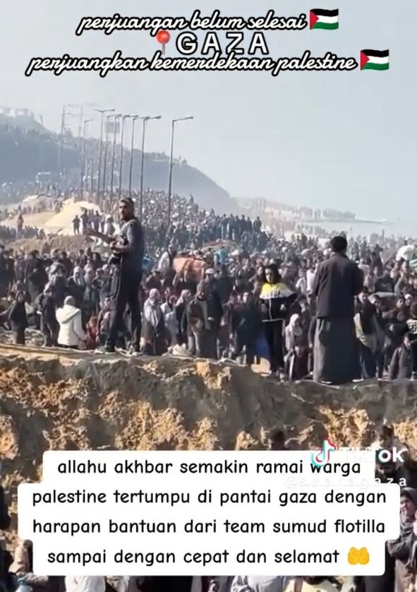 Rakyat Palestin menanti ketibaan Global Sumud Flotilla