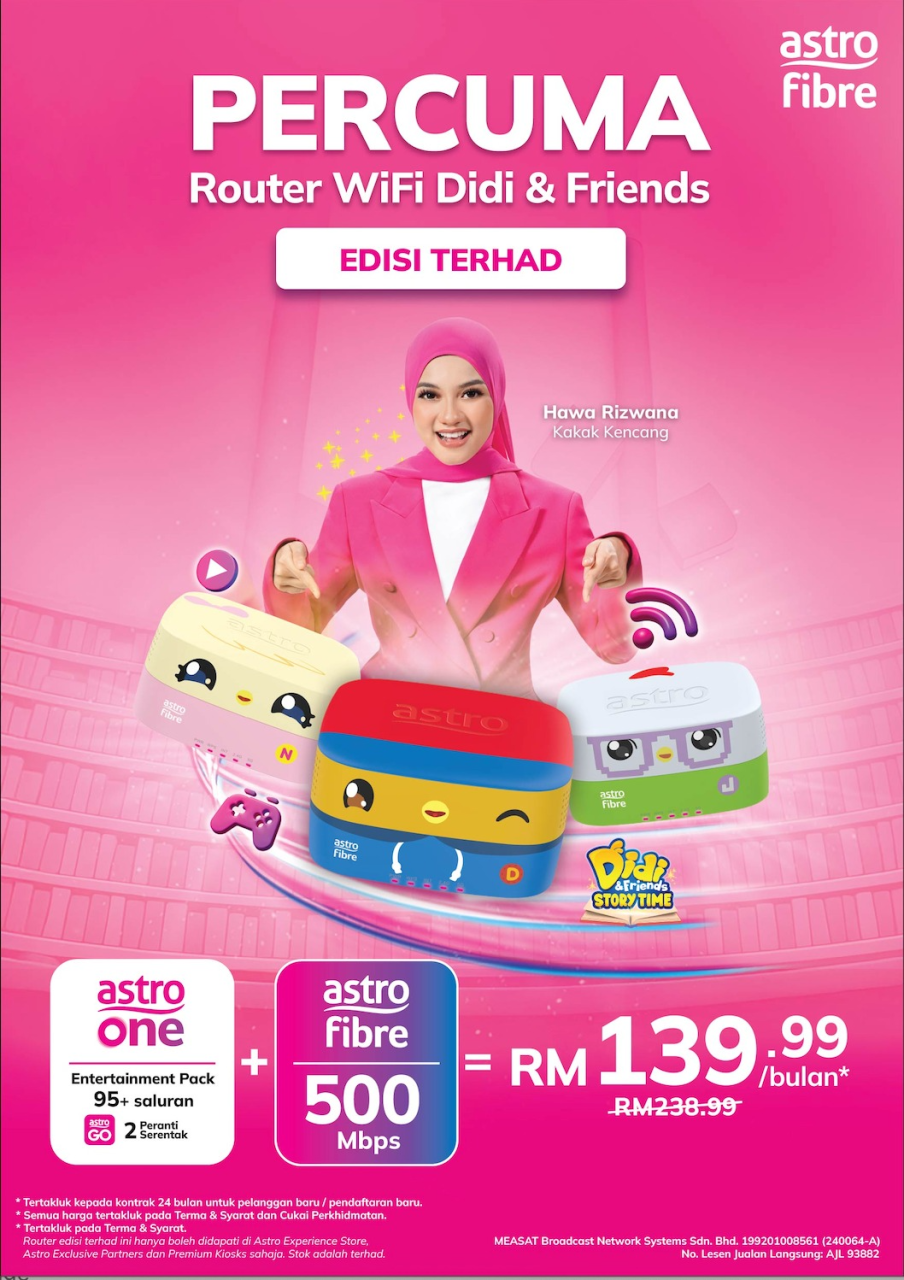 Router Comel Didi & Friends Ini Berkelajuan 500Mbps, Hanya RM90 Sebulan
