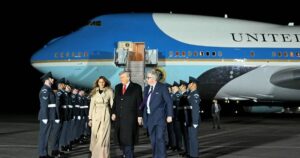 Trump arrives in Britain for unprecedented second state visit