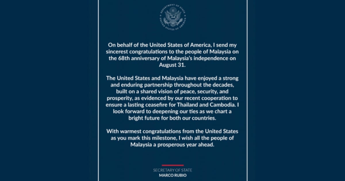 US congratulates Malaysia on 68th Independence Day