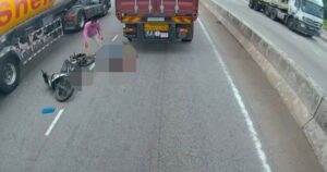 Woman pillion dies after being run over by lorry trailer