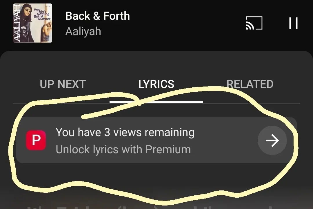 YouTube Music Menguji Ciri Berbayar Untuk Lirik Lagu
