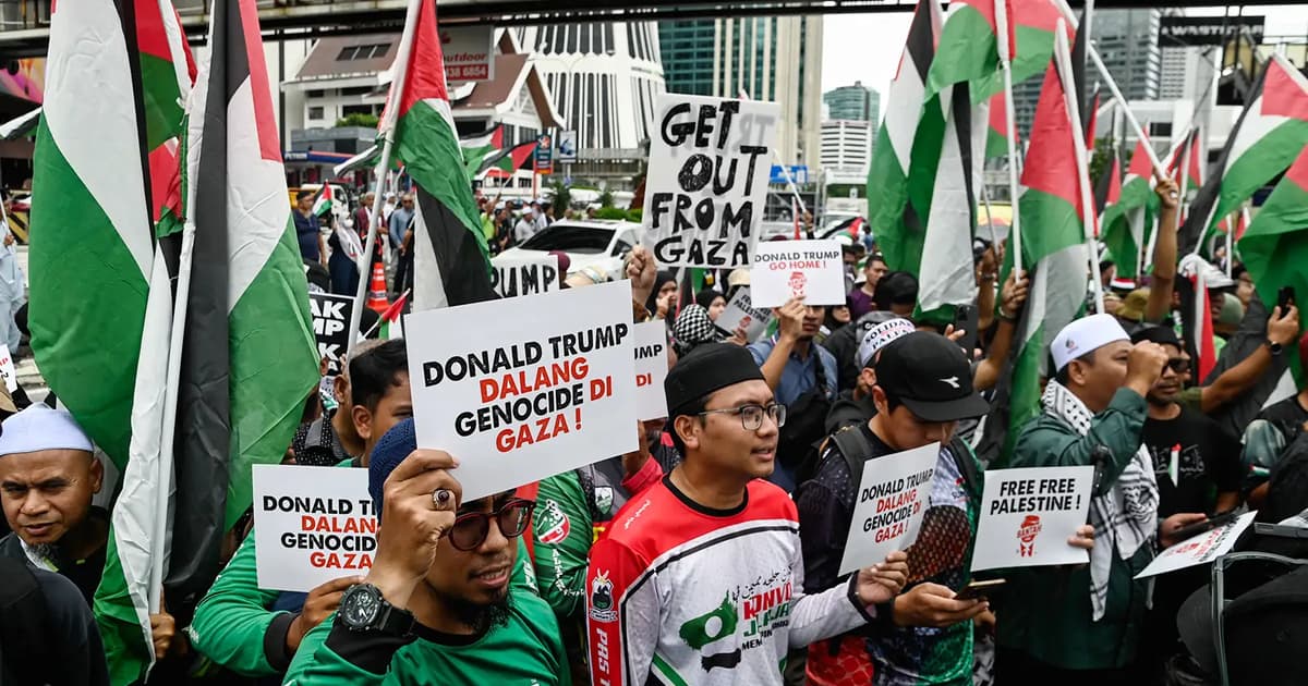 Around 700 people stage anti-Trump protest outside US embassy