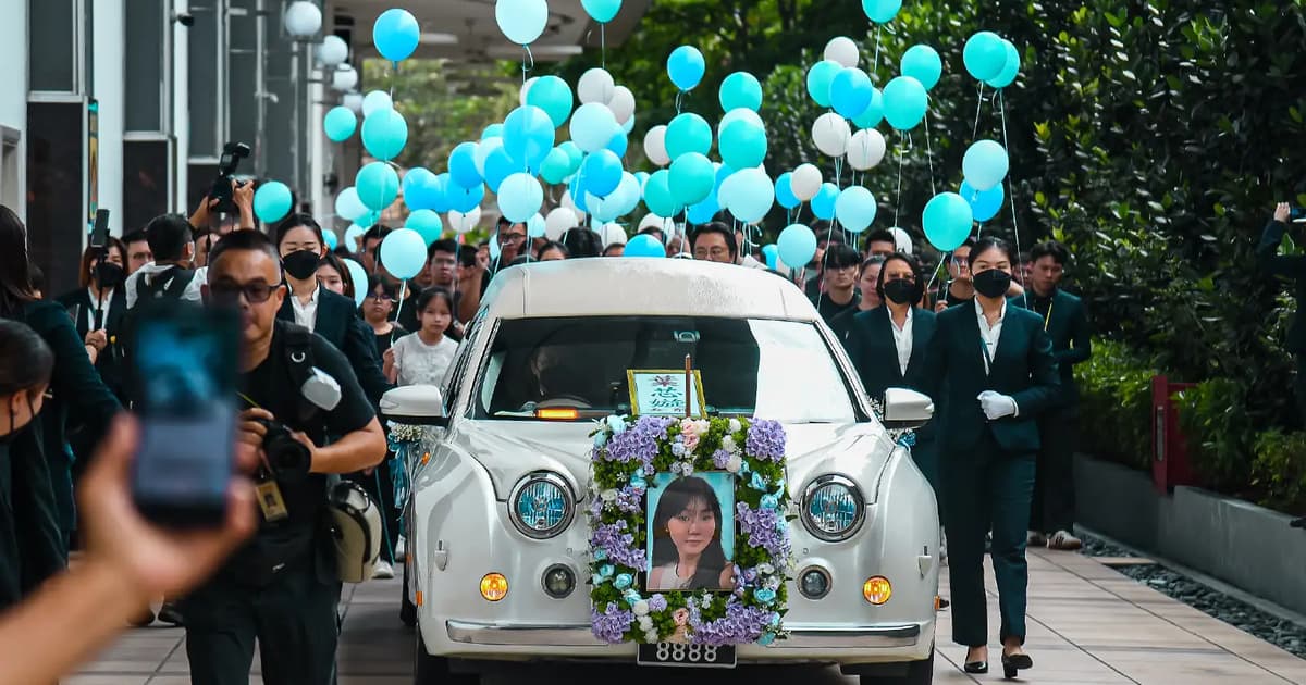 Blue balloons released as family, friends bid farewell to school stabbing victim