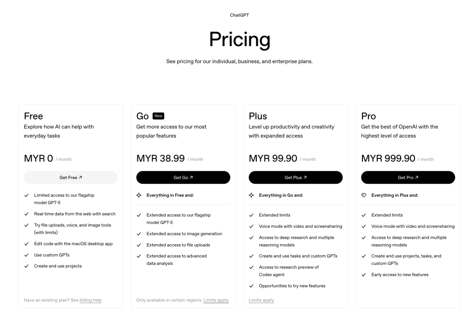 ChatGPT Go Kini Mula Ditawarkan Di Malaysia Pada Harga RM39 Sebulan