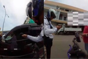 Driver pulled over for traffic violation, allegedly threatens to report traffic policeman