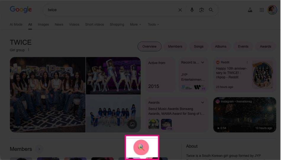 Google Meraikan Ulangtahun TWICE Yang Ke-10 Menerusi Ikon Lolipop Dan Kad Gambar Ucapan Khas