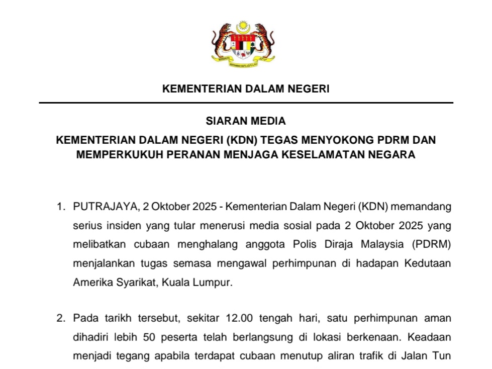 Jangan cetuskan ancaman semasa berhimpun – KDN