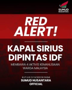 Kapal Sirius Sumud Flotilla ditahan Israel