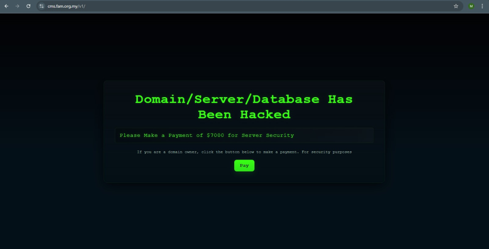 Laman Sesawang Kandungan Persatuan Bola Sepak Malaysia Digodam Perisian Tebusan