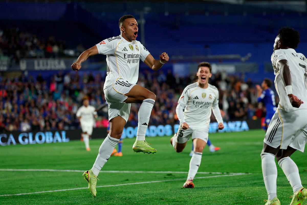 Mbappe sends Real Madrid top as Getafe self-destruct with two red cards