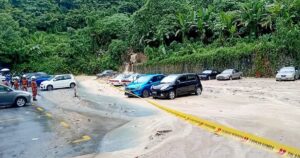 Mudslide hits supermart car park at Paya Terubong