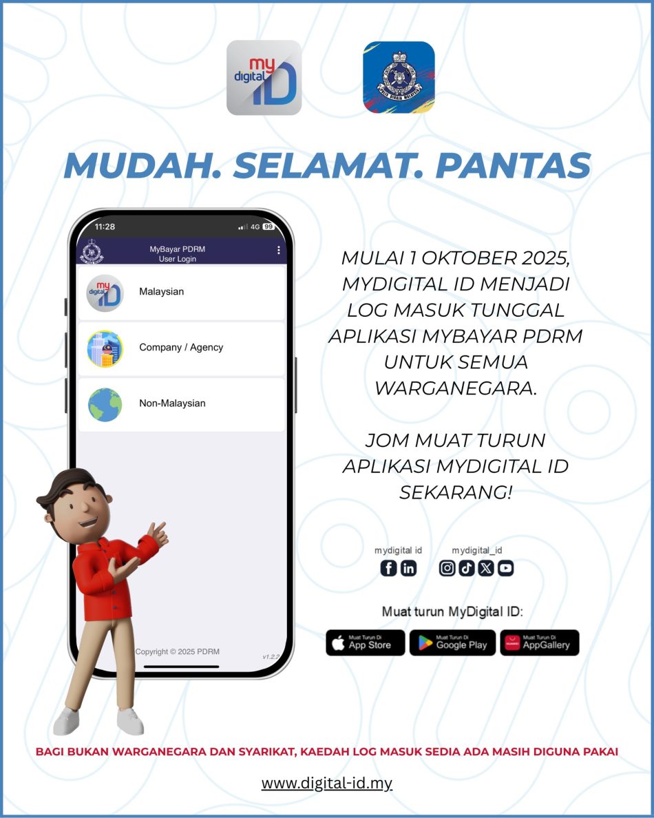 Pembayaran Saman PDRM Kini Wajib Menggunakan MyDigital ID