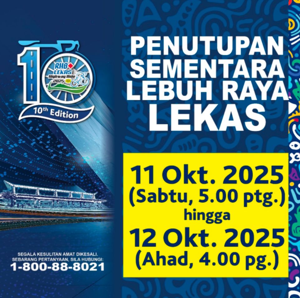 RHB Lekas Highway Ride 2025: Beberapa laluan LEKAS ditutup