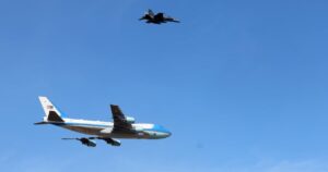 RMAF Hornet flies escort for Air Force One as Trump lands at KLIA