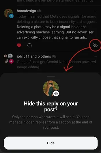 Threads Menguji Ciri Menyembunyikan Balasan Komen Baharu Melalui Tab Aktiviti