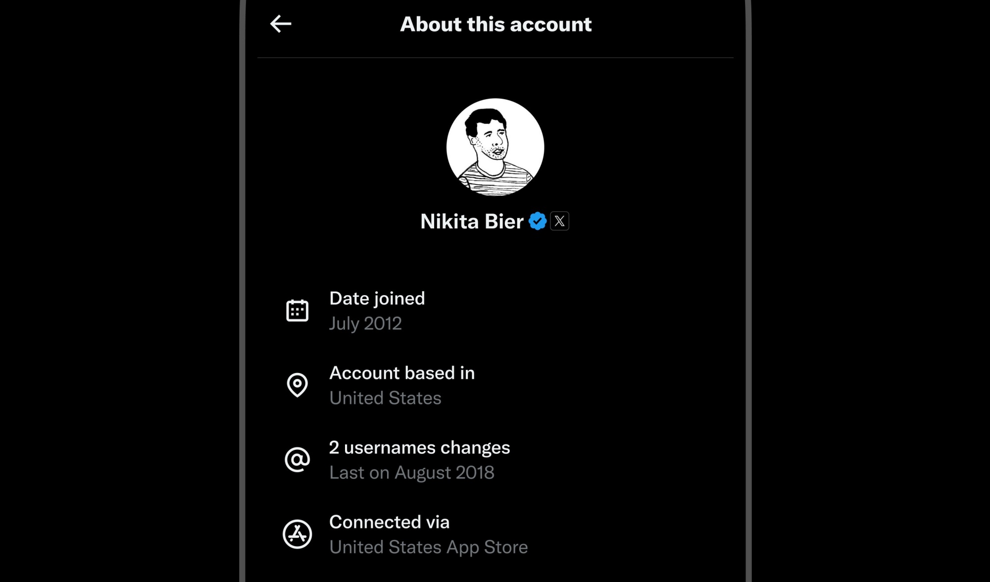 x twitter country of origin account internal testing