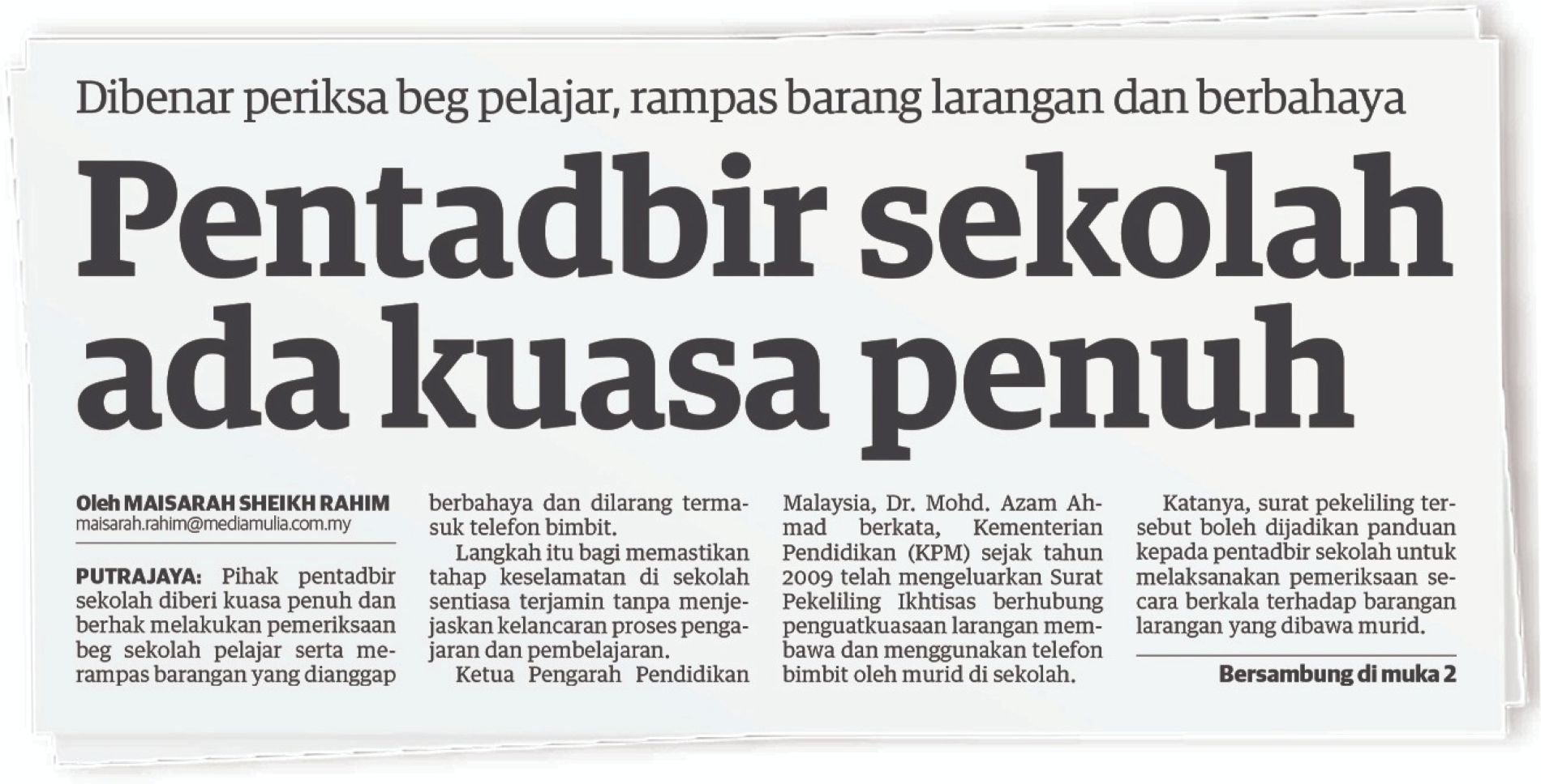 Bukan sekadar periksa beg, tapi bentuk akhlak