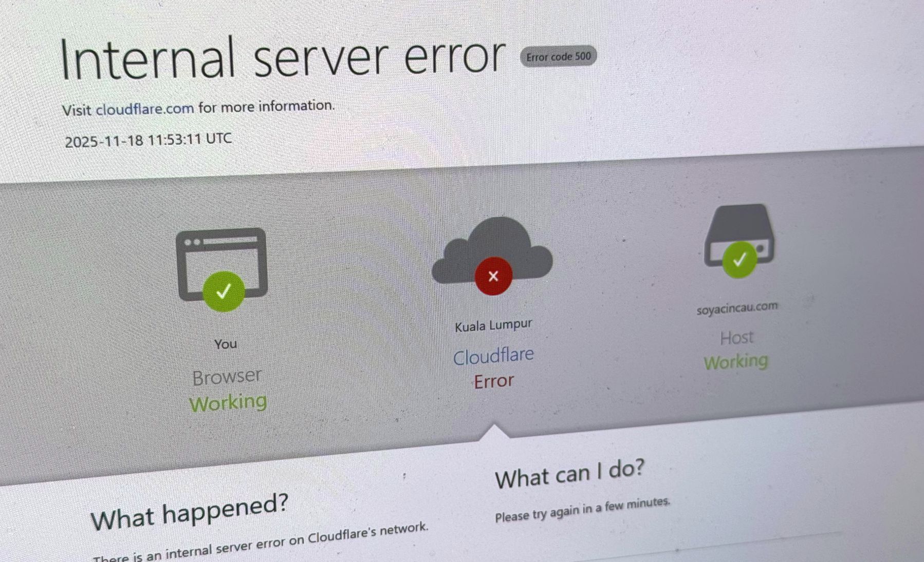 Cloudflare network issue broke the internet with 500 errors