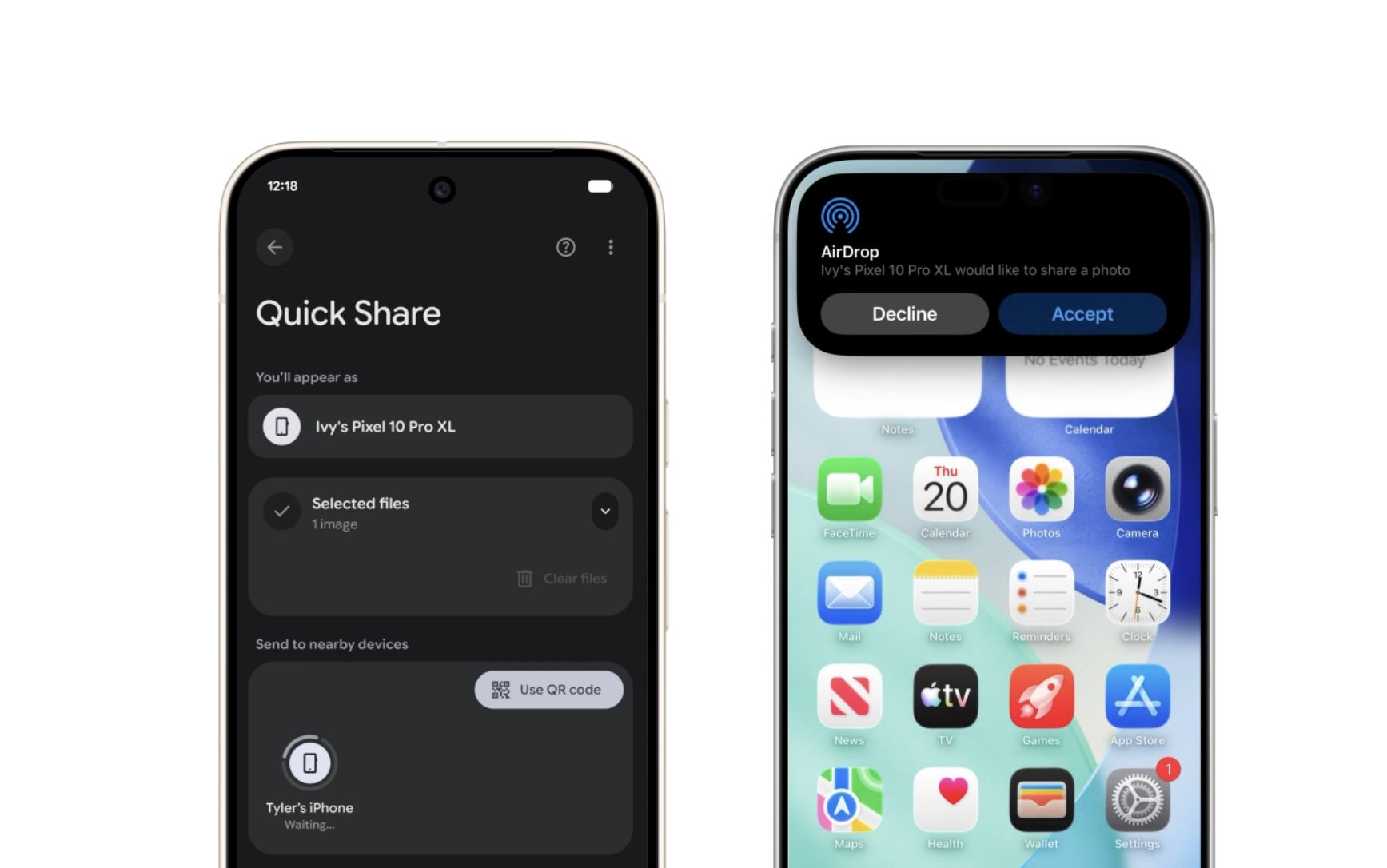 Google enables AirDrop file sharing on Android