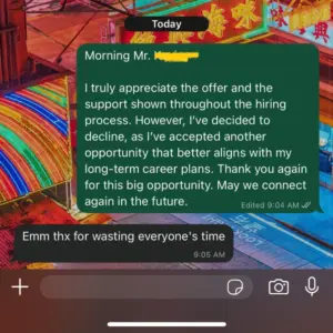 M'sian declines job offer politely, receives petty reply from HR