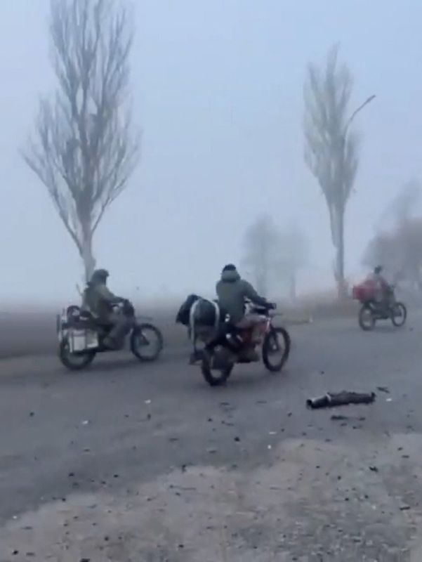 Russian forces roll 'Mad Max'-style into battered Ukrainian city of Pokrovsk, video shows