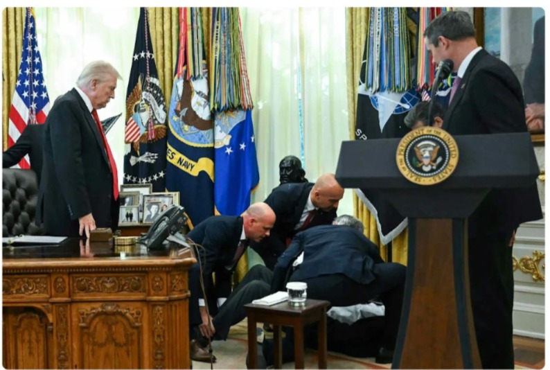 Sidang media Trump tertangguh selepas lelaki pengsan di Pejabat Oval