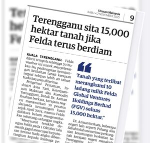 Terengganu beri peringatan terakhir kepada Felda