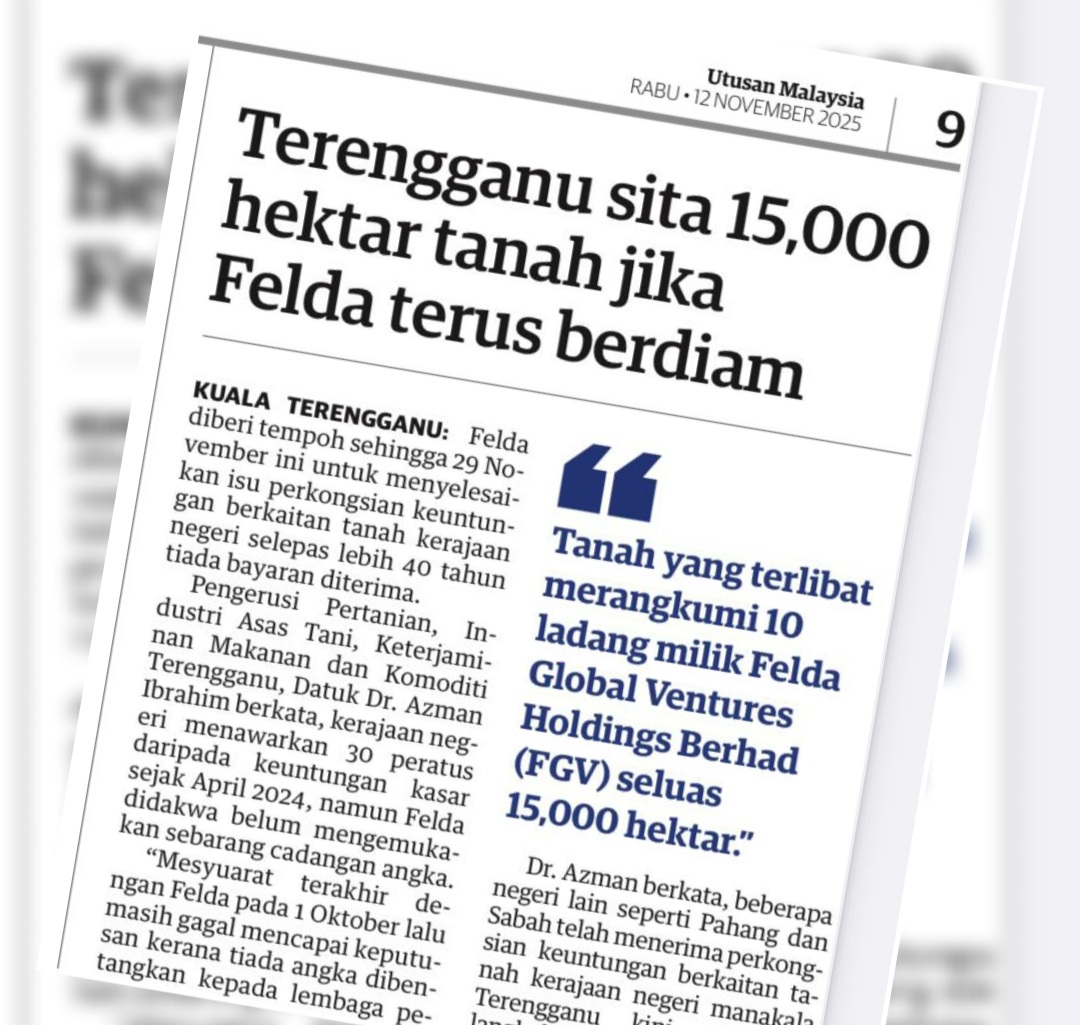 Terengganu beri peringatan terakhir kepada Felda