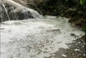 Waterfall filled with soap suds angers visitors in Selangor