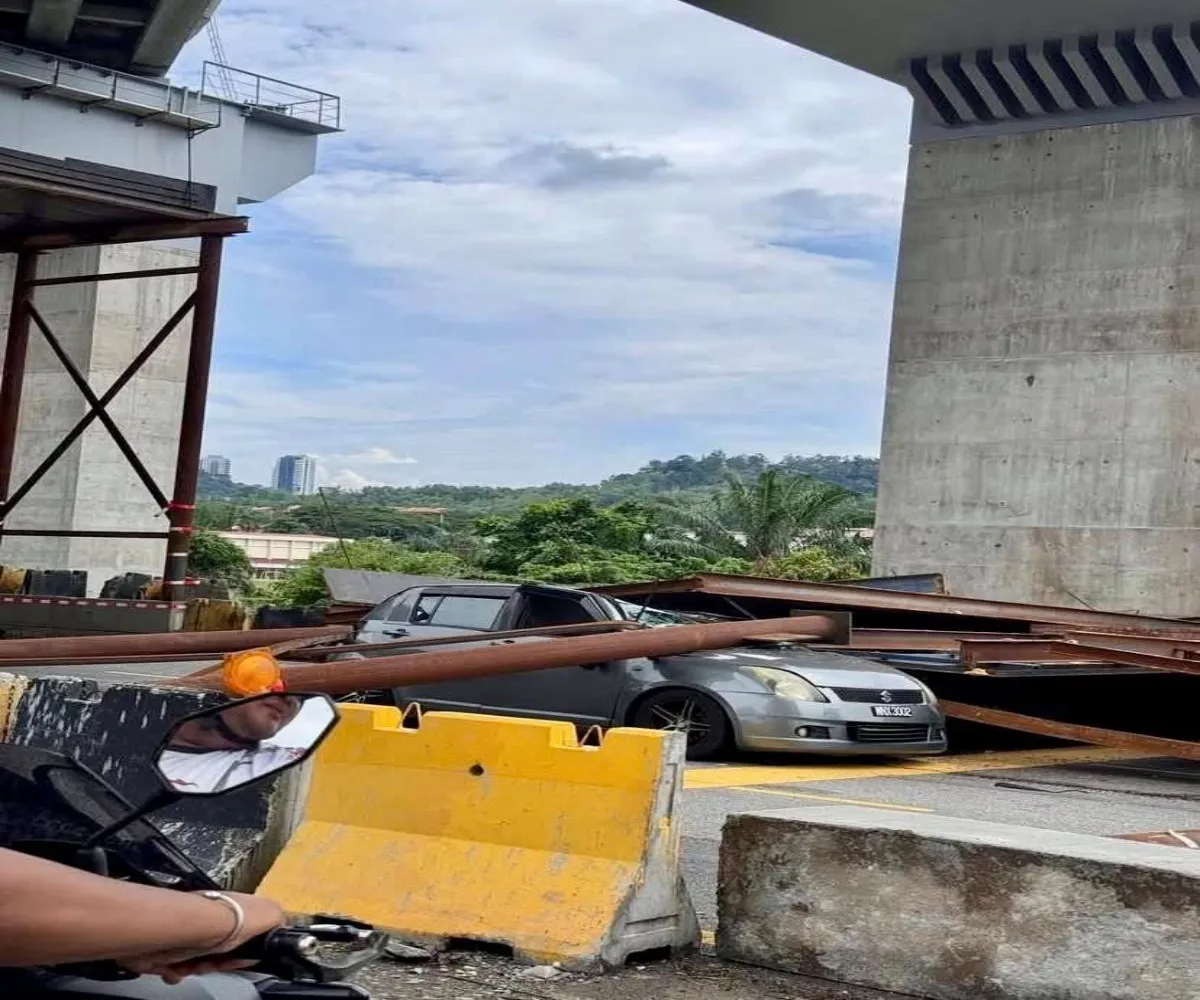 Woman survives ECRL site collapse as steel pillars crush car