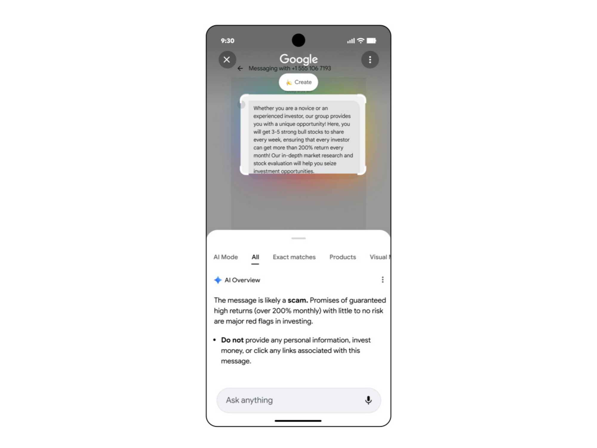 Google Circle To Search scam detection