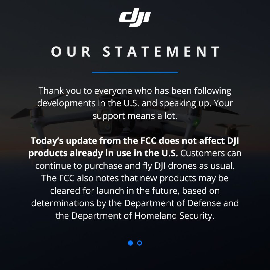 DJI Mengeluarkan Kenyataan Rasmi Berkaitan Perkembangan Terkini Di Amerika Syarikat