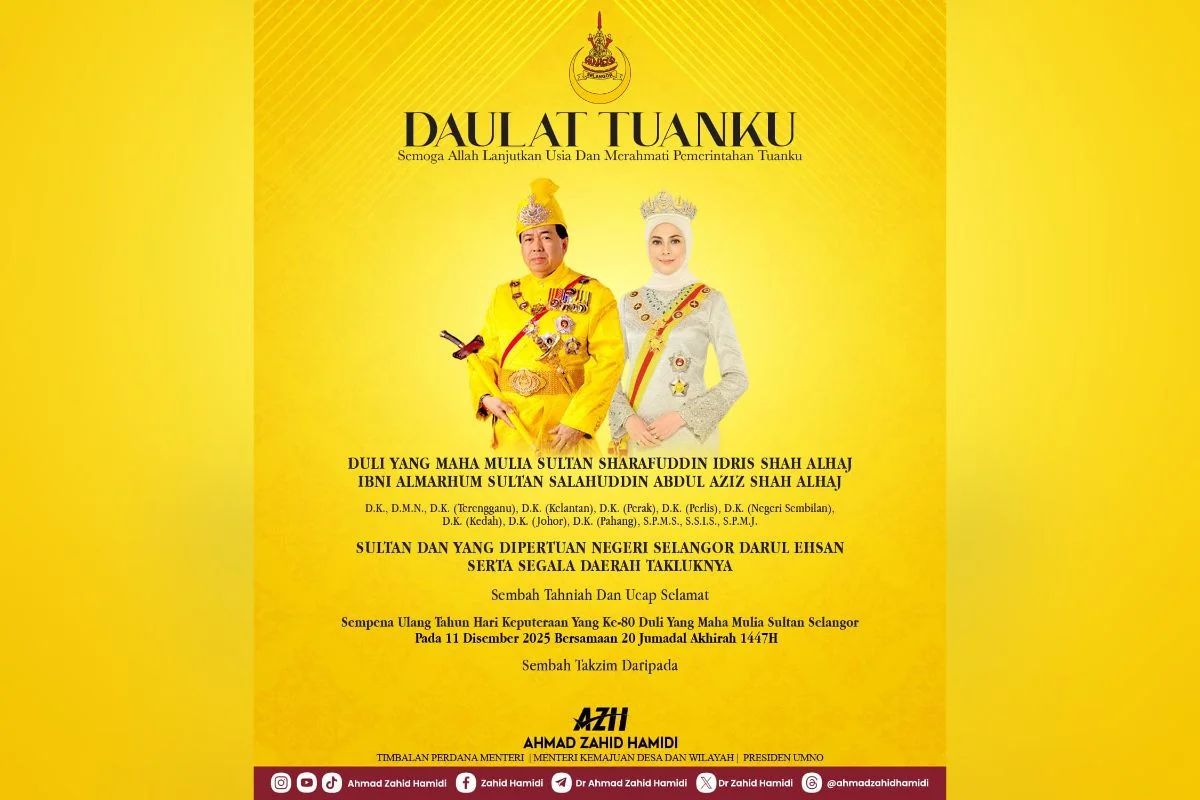 Deputy PM extends birthday wishes to Selangor Sultan on 80th birthday