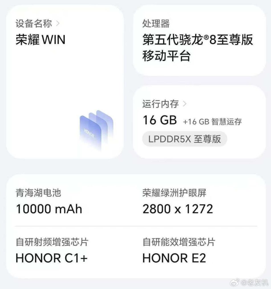 Honor WIN Akan Dilengkapi Dengan Bateri Besar 10,000mAh